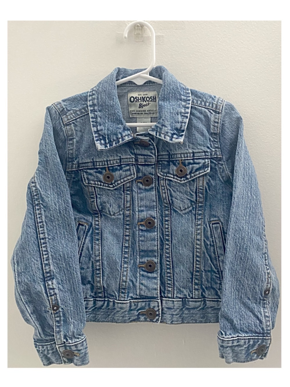 OshKosh B'gosh Light Blue Kids Denim Jacket 100% Cotton Size 5